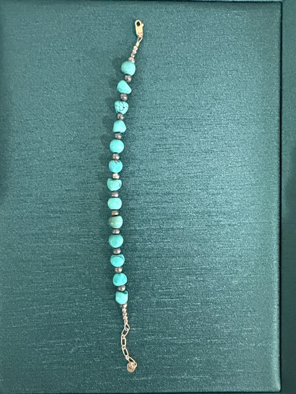 Carolyn Pollack Relio turquoise silver sterling beaded 9” bracelet. - Picture 2 of 2